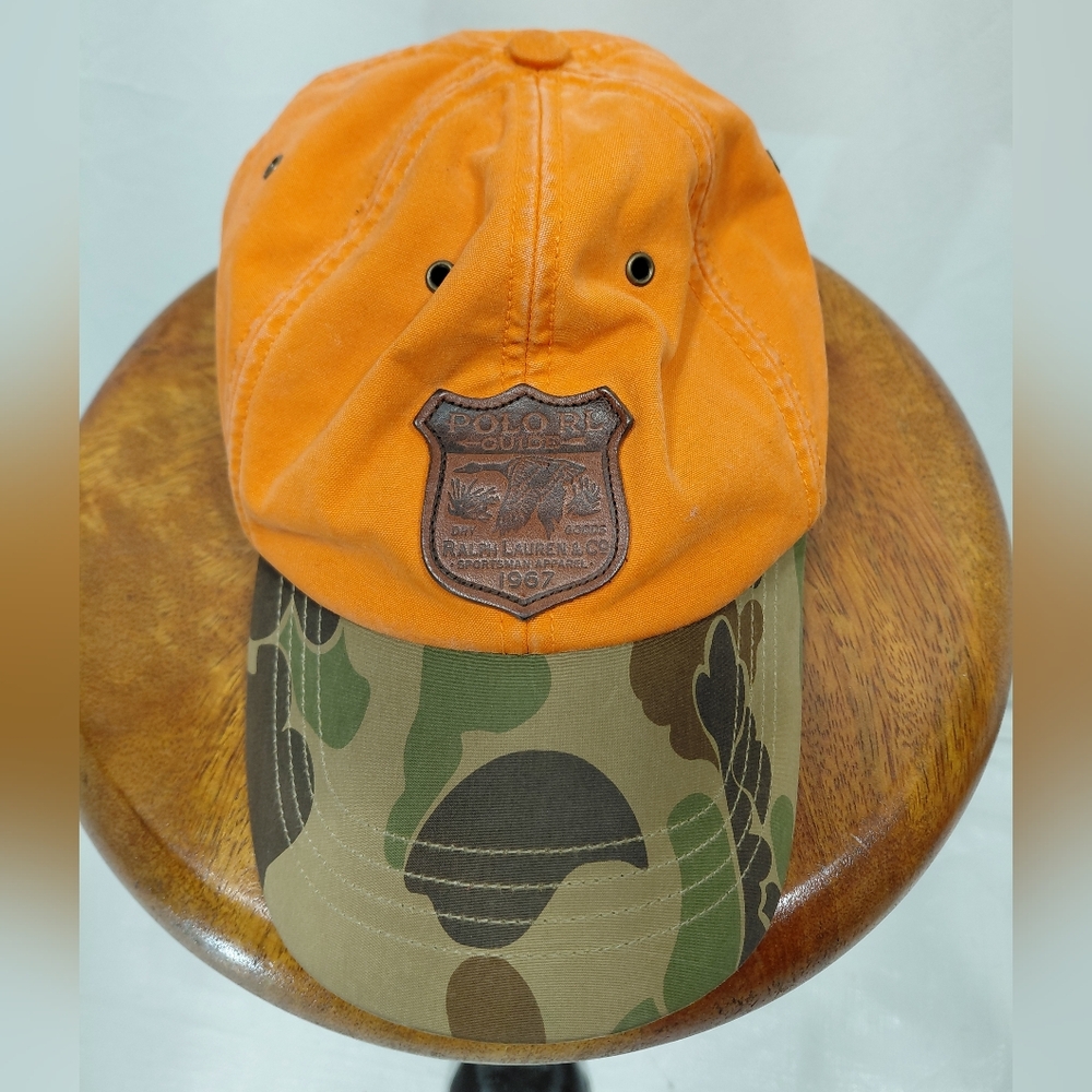 Polo By Ralph Lauren Orange Sportsman Guide Camo Bill Cotton Ball Hat